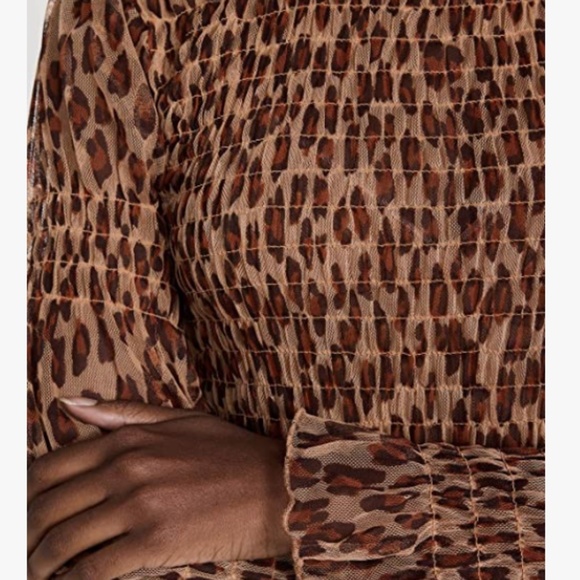 Free People Hello There Top in Brown Leopard combo sz xs - Picture 6 of 6